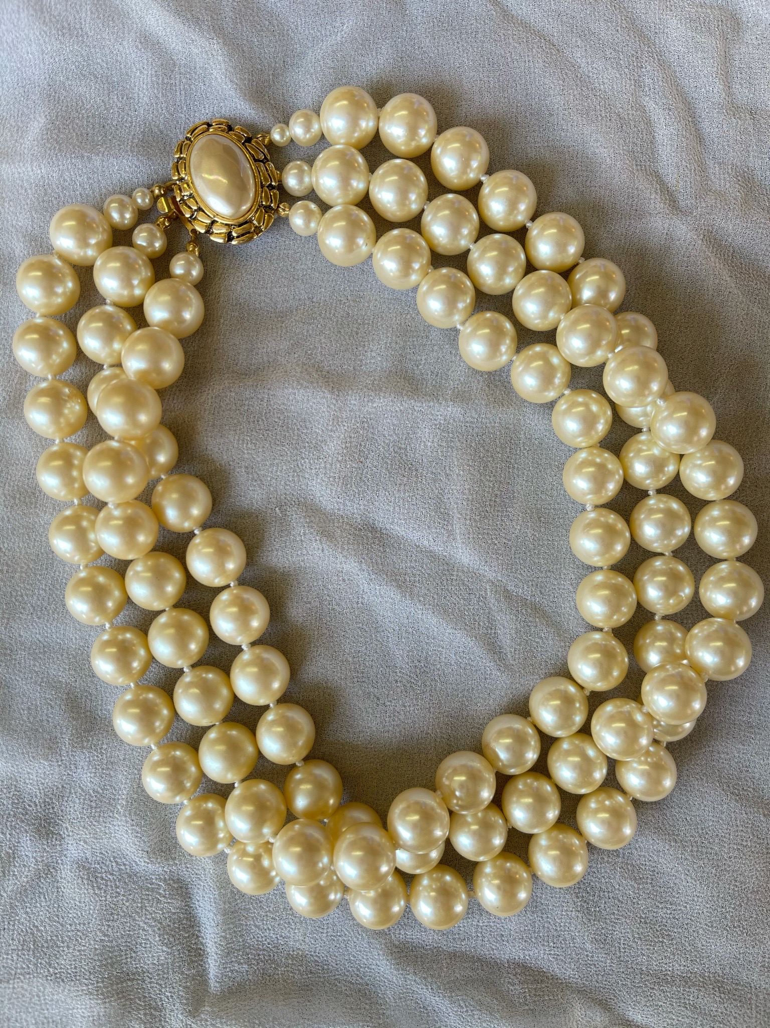 Vintage Carolee Faux Pearl Multi Stand Choker